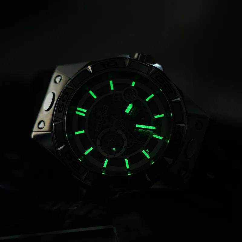HANBORO Future Mecha Collection Mechanical Movement Silicone Strap Watch Men's Watches Black Dial-1