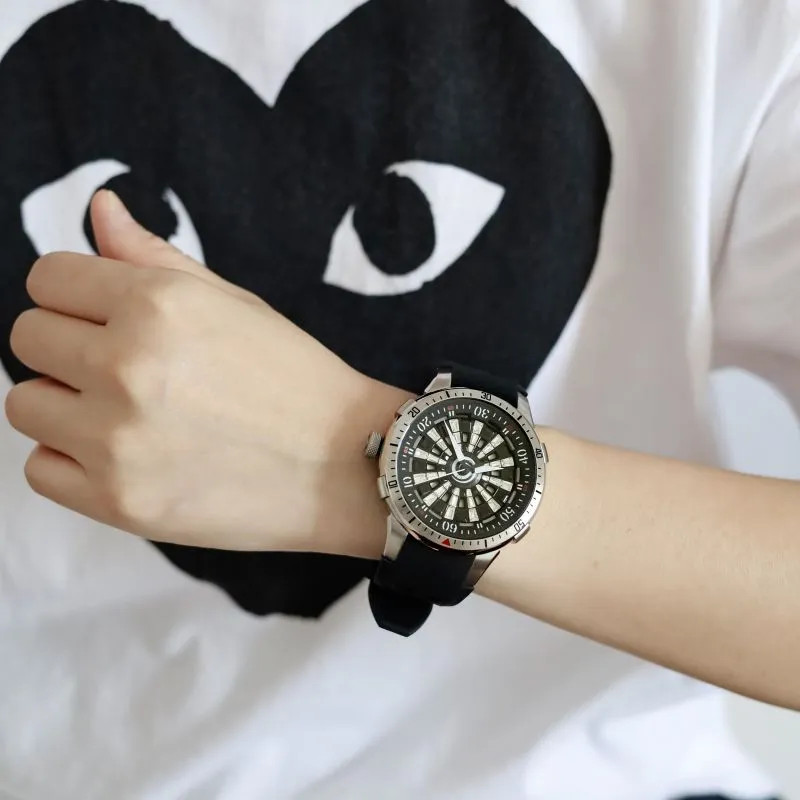 HANBORO Mechanical Movement Silicone Strap Watch Men's Watches White Dial HBR9029-6