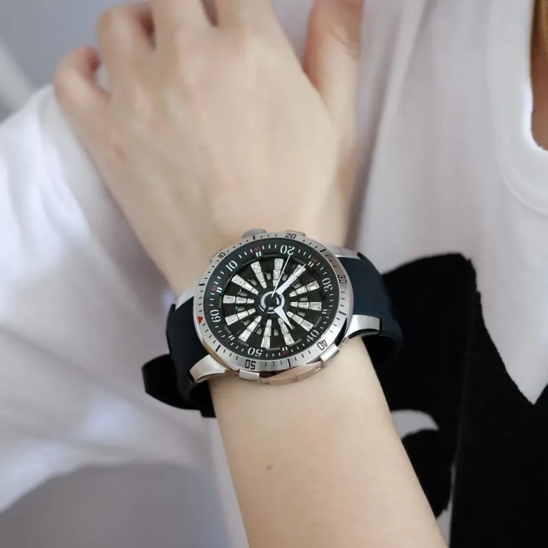 HANBORO Mechanical Movement Silicone Strap Watch Men's Watches White Dial HBR9029-2