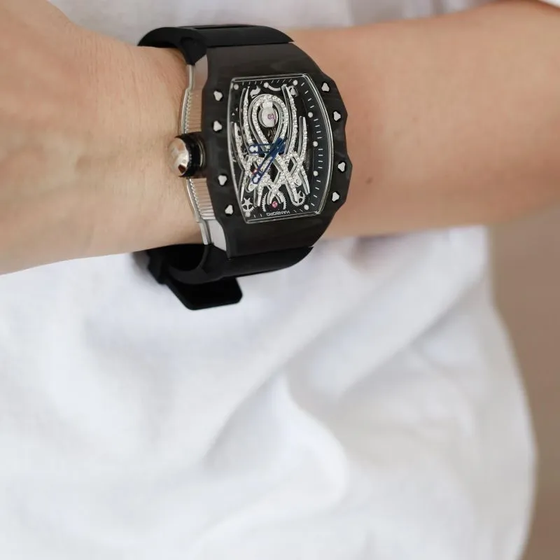 HANBORO Mechanical Movement Rubber Strap Watch Men's Watches White Dial HBR922.3-9