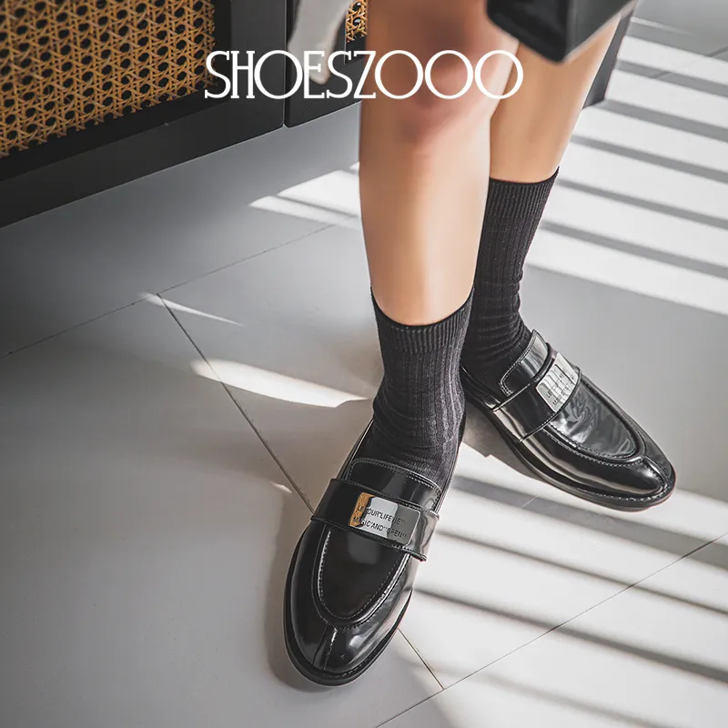 SHOESZOOO Loafers Women's Black/White-4