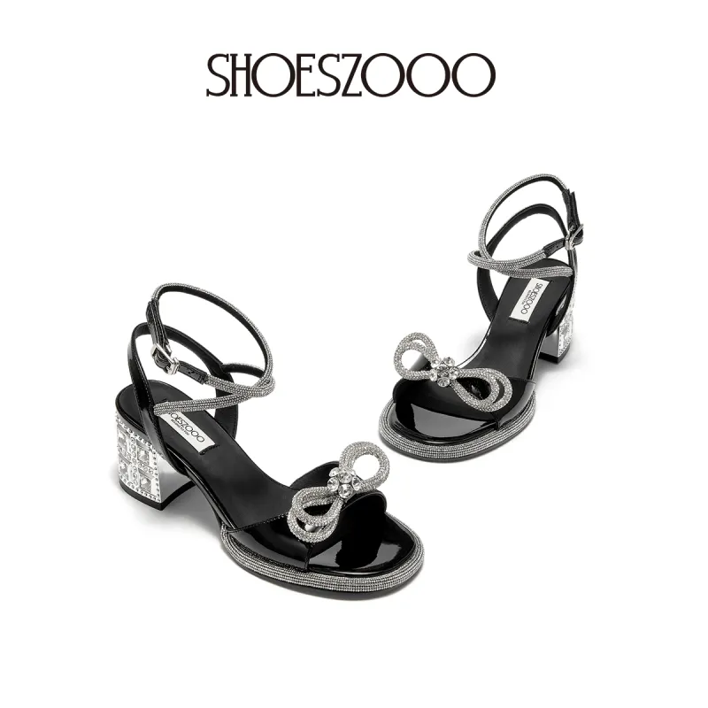SHOESZOOO One Strap Sandals 6cm Women's Hepburn Black-2