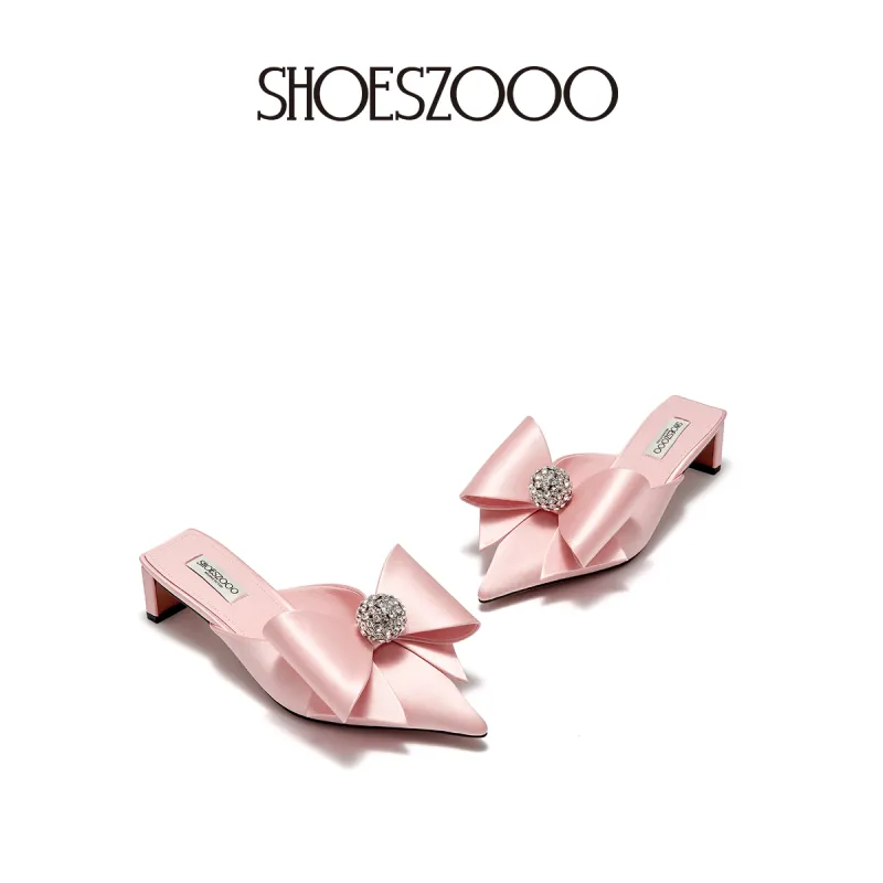 SHOESZOOO Rubber Sole Rhinestone Slip Resistant Closed Toe Slippers Women's Pink Love Affair-2