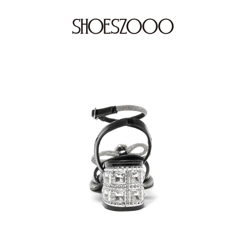 SHOESZOOO One Strap Sandals 6cm Women's Hepburn Black-4