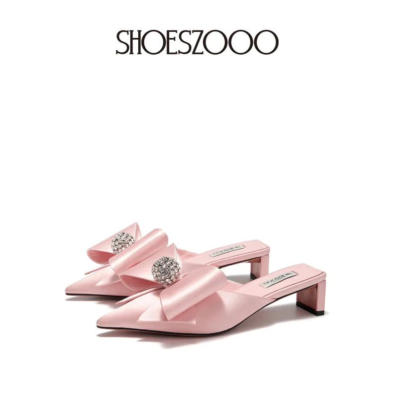 SHOESZOOO Rubber Sole Rhinestone Slip Resistant Closed Toe Slippers Women's Pink Love Affair-1