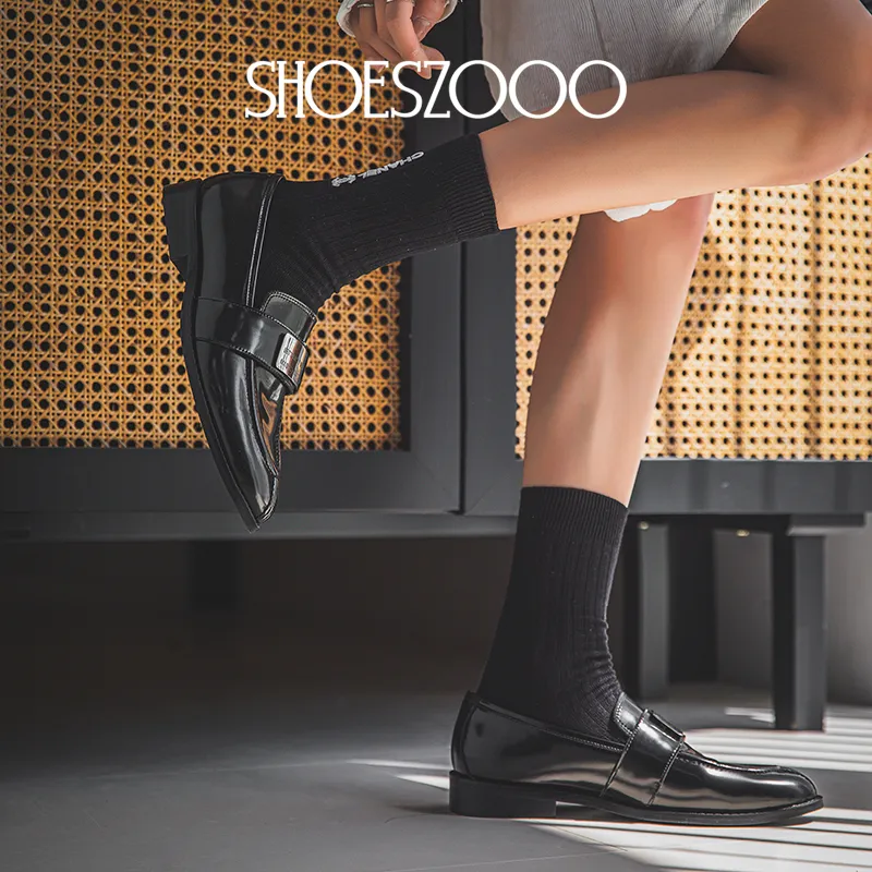 SHOESZOOO Loafers Women's Black/White-5