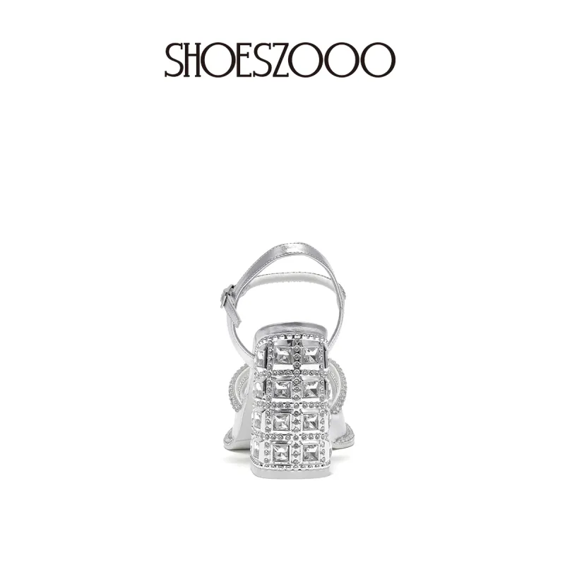 SHOESZOOO One Strap Sandals Women's Gilded Secret Silver-4