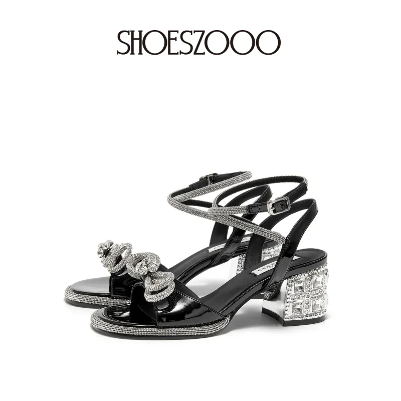SHOESZOOO One Strap Sandals 6cm Women's Hepburn Black-1