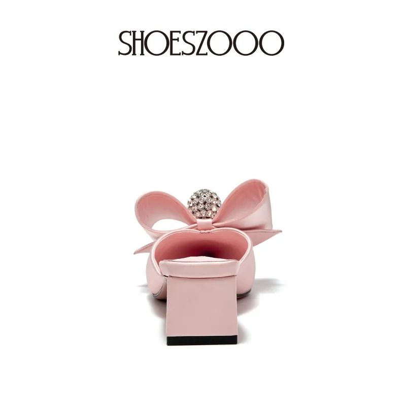 SHOESZOOO Rubber Sole Rhinestone Slip Resistant Closed Toe Slippers Women's Pink Love Affair-4