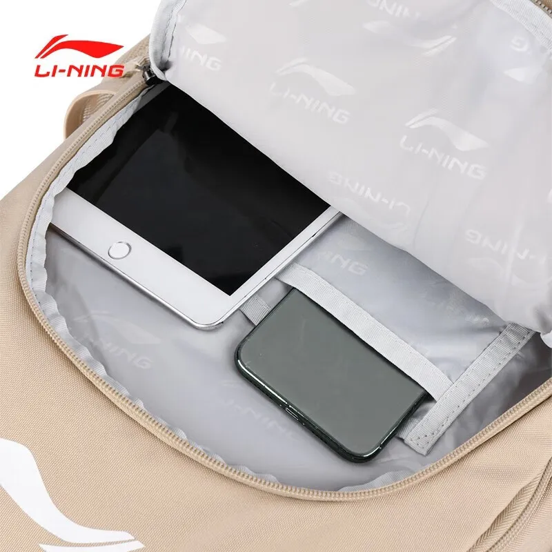 LiNing Polyester Backpack Unisex Khaki-5