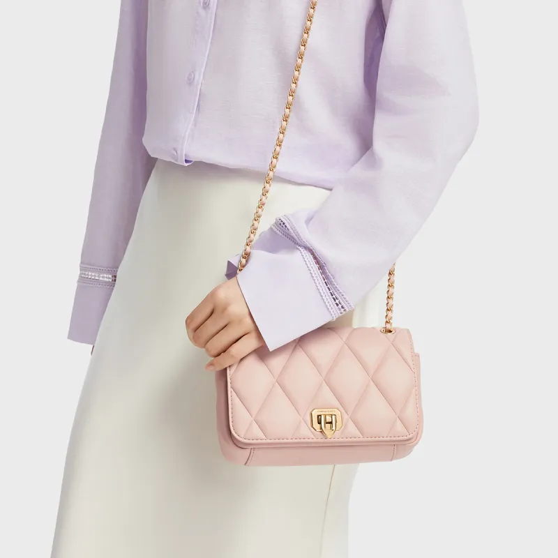 CHARLES&KEITH PU Crossbody Bags Trumpets Women's Cream Milk White/Black/Light Pink Light Pink-8