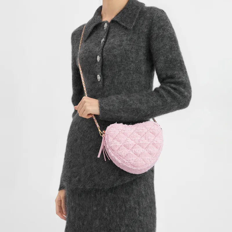 CHARLES&KEITH PU Heart Bag Crossbody Bags Trumpets Women's Silver/Pink-8