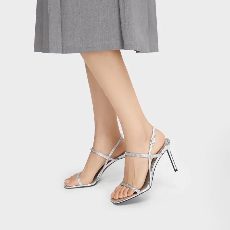 CHARLES&KEITH Small Ck One Strap Sandals 9.2cm Women's Silver-3