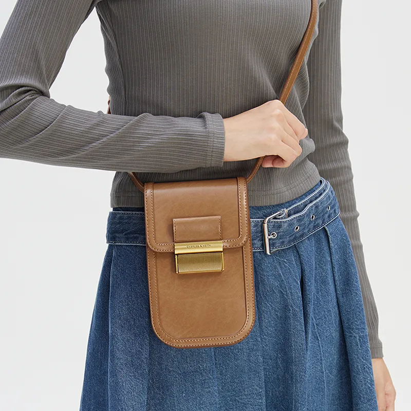 CHARLES&KEITH Fabric Crossbody Handbags Regular Women's Dark Moss/Toffee-8