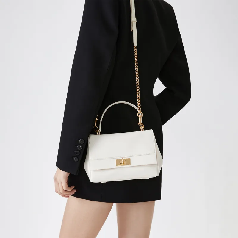 CHARLES&KEITH PU Crossbody Handbag Trumpets Women's Cream Milk White/Black-3