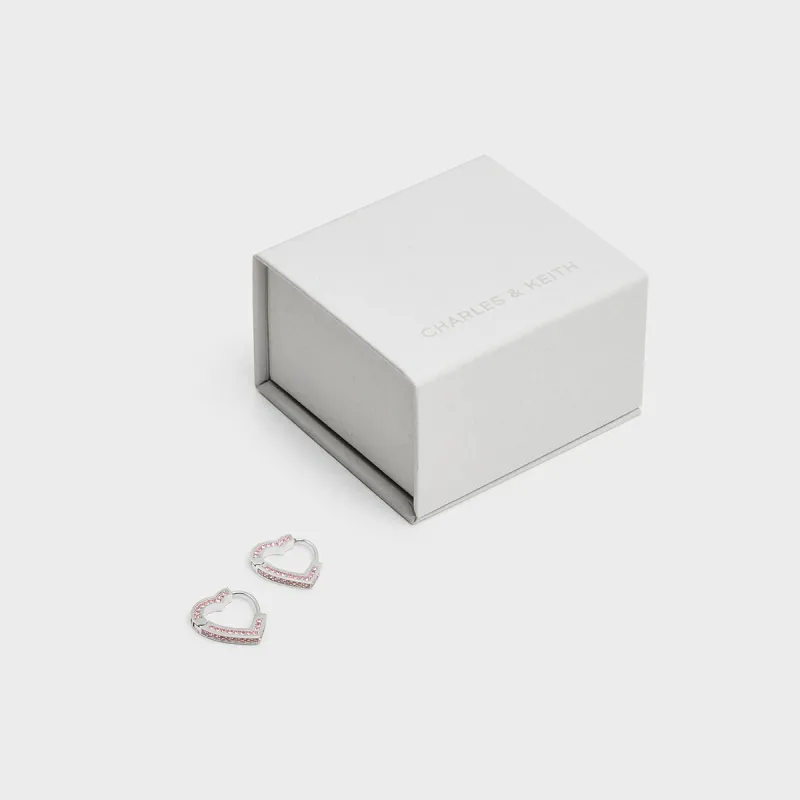 CHARLES&KEITH Artificial Crystal Earrings Women's Silver/Rose Gold-3