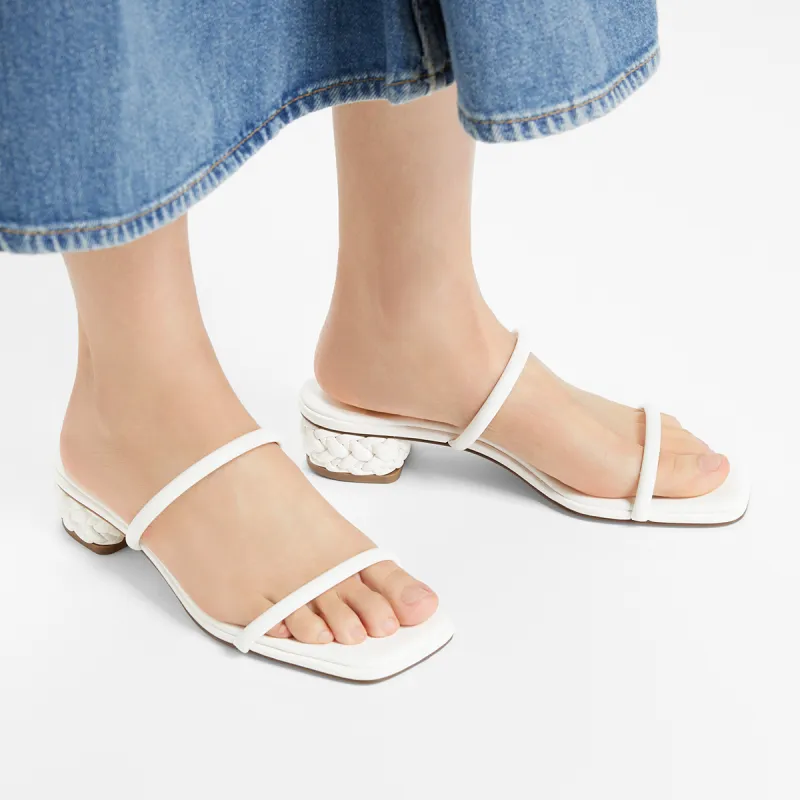 CHARLES&KEITH Composite Sole Slide Slippers 3.6cm Women's White/Multi Composite Color/Brown-3
