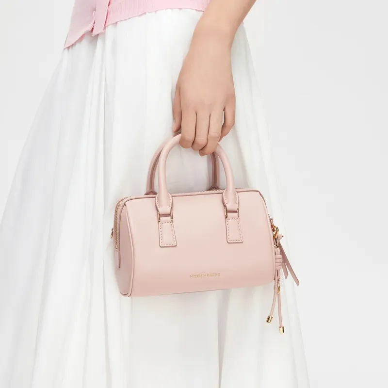 CHARLES&KEITH PU One Shoulder Handbag Trumpets Women's Cream Milk White/Russet Brown Tawny/Light Pink Light Pink-11
