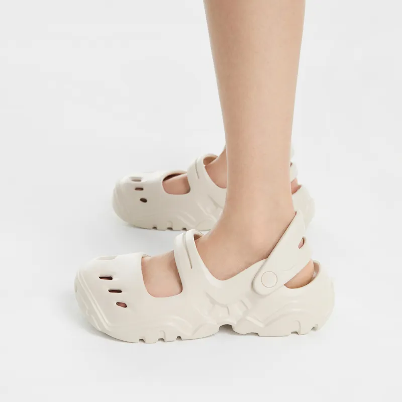 CHARLES&KEITH Small Ck Clogs 4cm Women's Beige/Beige/Black-3