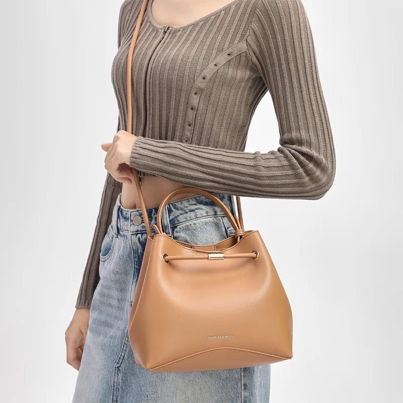 CHARLES&KEITH PU Shoulder Bag, Handbag Medium Size Women's Oat Toffee Medium Umber-8
