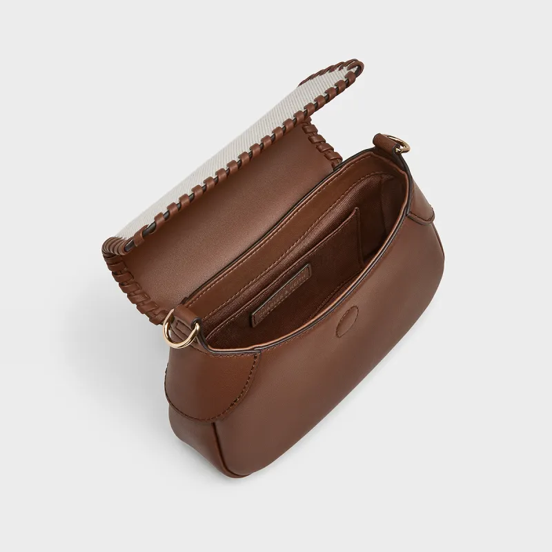 CHARLES&KEITH Canvas With Fabric Crossbody Bag, Underarm Shoulder Bag Trumpets Women's Taupe Canvas & Beige-3