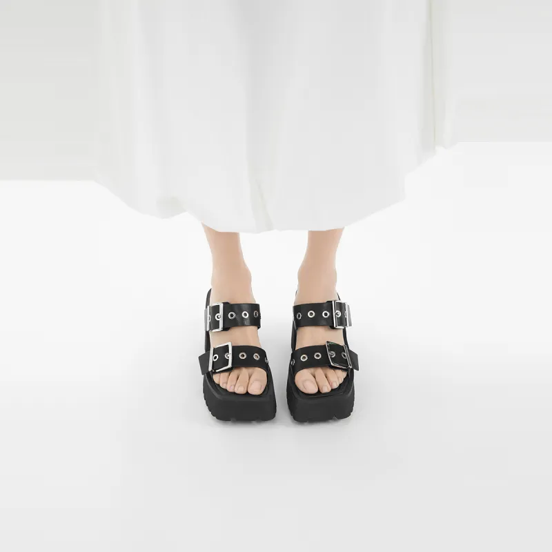 CHARLES&KEITH EVA Slip Resistant One Piece Slippers Women's Black/White-3