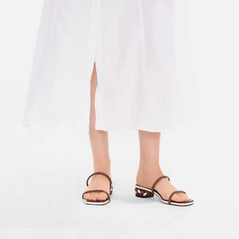 CHARLES&KEITH Composite Sole Slide Slippers 3.6cm Women's White/Multi Composite Color/Brown-14
