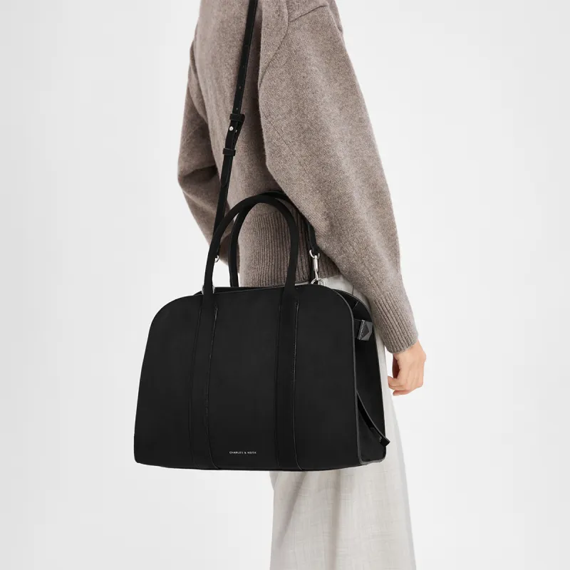 CHARLES&KEITH Fabric Shoulder Bag Tubas Women's Brown/Black-9