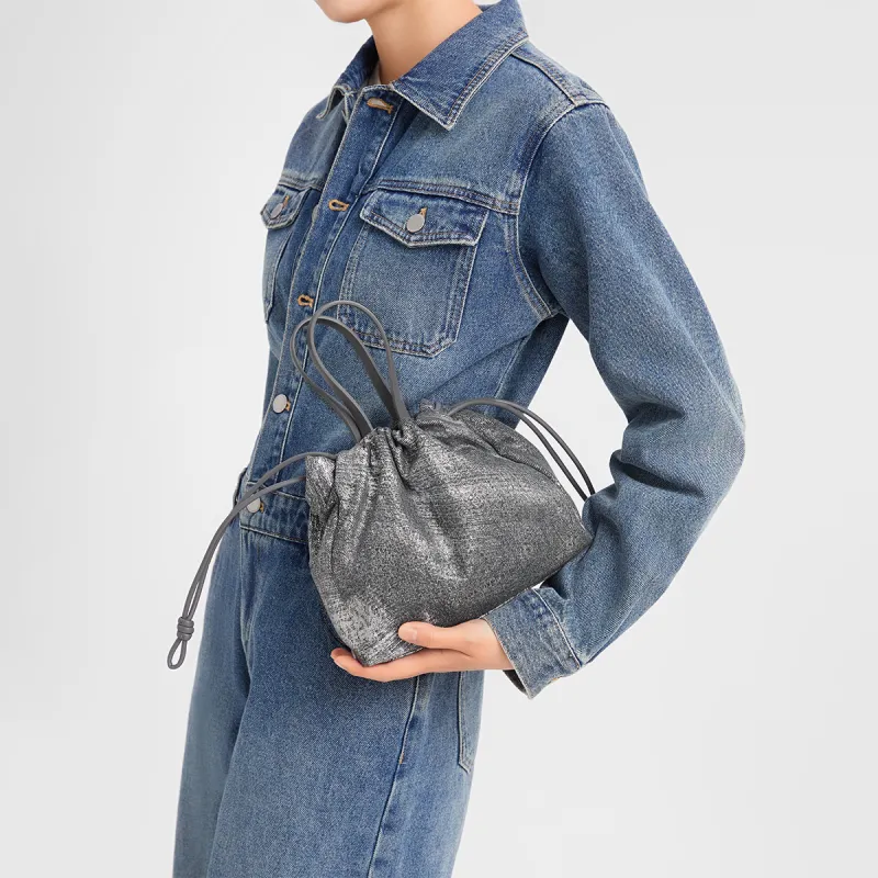 CHARLES&KEITH Fabric Handbag Trumpets Women's Denim Blue-3