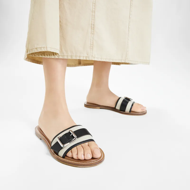 CHARLES&KEITH Composite Sole Slide Slippers 1.2cm Women's Chalk White/CARAMEL Caramel-3