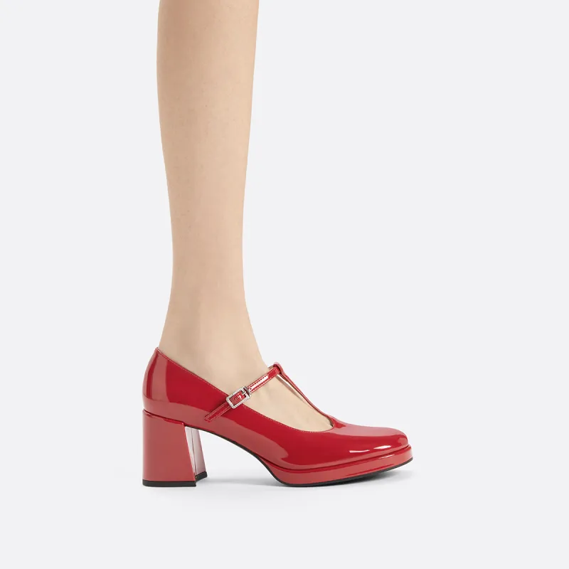 CHARLES&KEITH Small CK Mary Jane High Heels Chunky Heel Women's-11