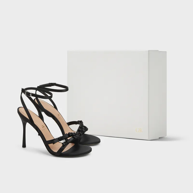 CHARLES&KEITH Small Ck One Strap Sandals 10.2cm Women's BLACK TEXTURED Black Textured-4