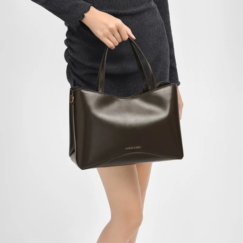 CHARLES&KEITH PU Shoulder Bag, Crossbody Bag, Handbag Medium Size Women's Dark Moss Green Dark Moss-3