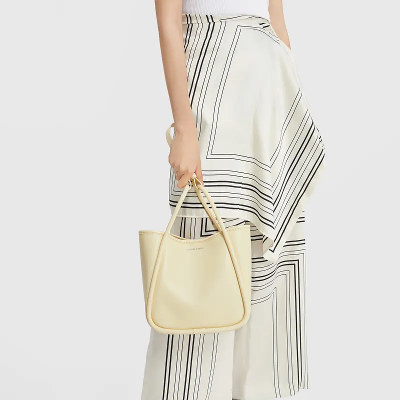 CHARLES&KEITH PU Shoulder Bag Medium Size Women's Chocolate/Taupe/Butter Yellow Cream Yellow-11