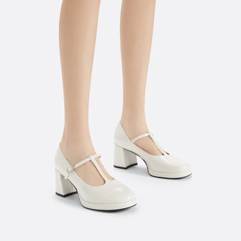 CHARLES&KEITH Small CK Mary Jane High Heels Chunky Heel Women's-7