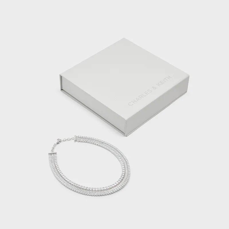 CHARLES&KEITH Brass/Semi Precious Stone Necklaces Women's Silver-3