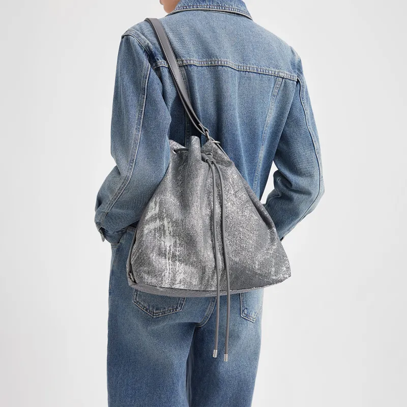CHARLES&KEITH Fabric One Shoulder Crossbody Backpack Tubas Women's Denim Blue-4