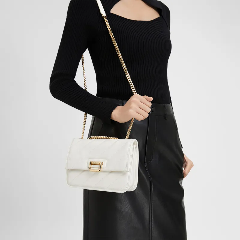 CHARLES&KEITH PU Shoulder Bag Small Size Women's _Nsec Black/Milk White-8