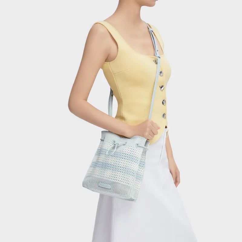 CHARLES&KEITH PU, Textile Mixture Crossbody Bag, Shoulder Bag Medium Size Women's Multicolor-9