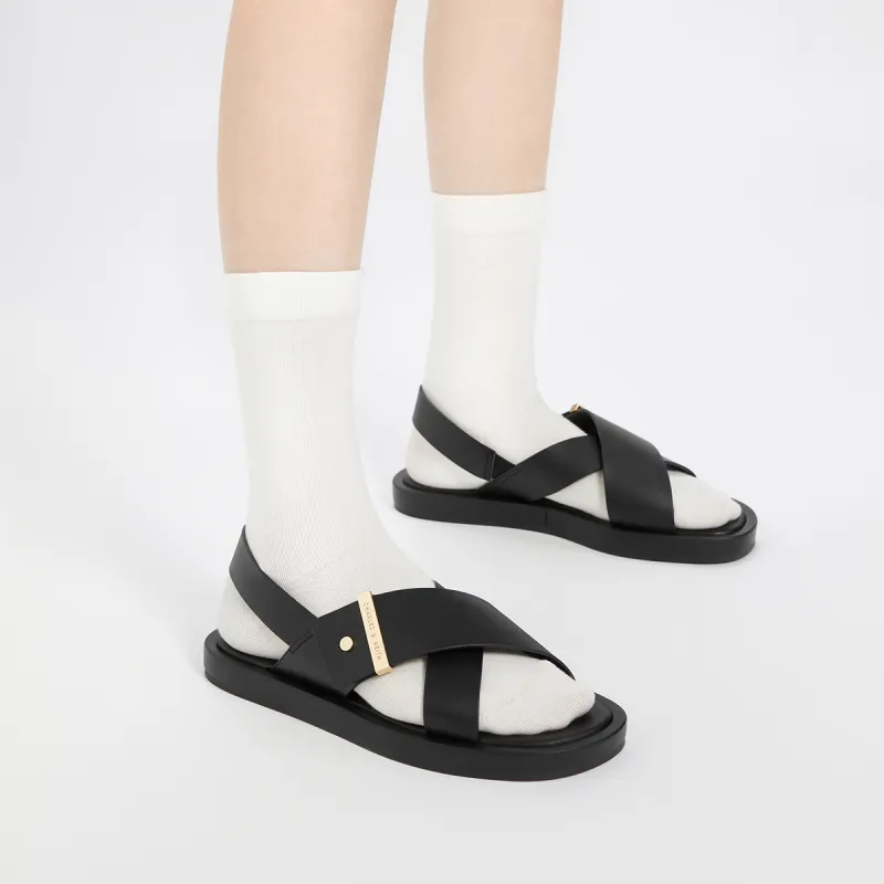 CHARLES&KEITH Small Ck One Strap Sandals 2cm Women's Chalk White/Black-7