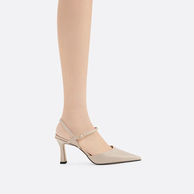 CHARLES&KEITH Small CK Strap Sandals 8cm Women's Nude Flesh/Black-3