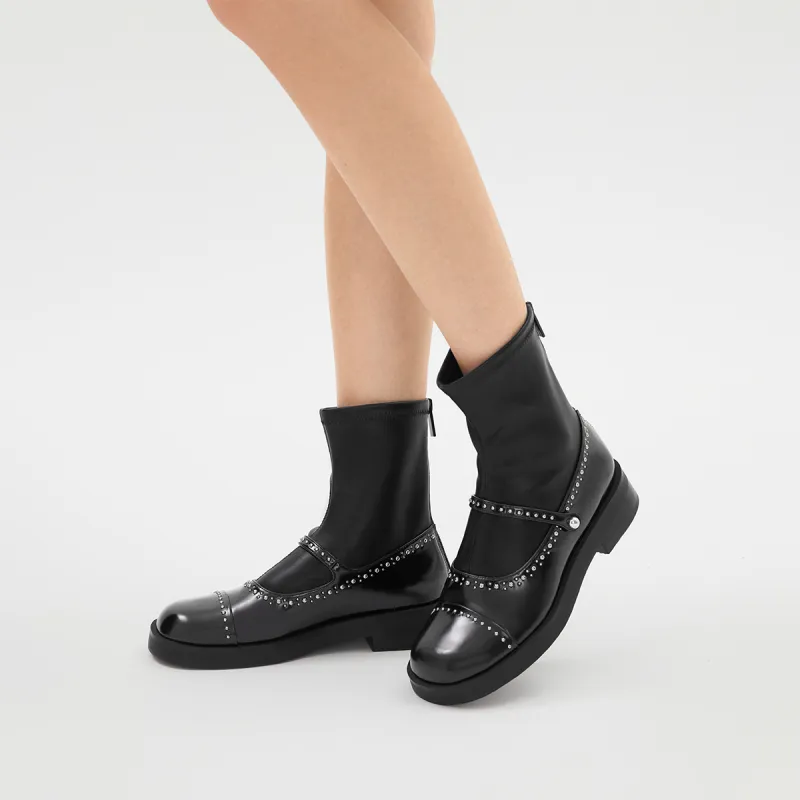 CHARLES&KEITH Small Ck Ankle Boots 3.8cm Women's Black-4