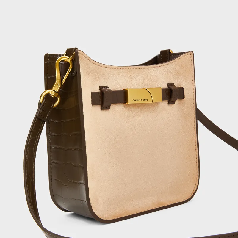 CHARLES&KEITH PU, Textile Mixture Cell Phone Pouch, Shoulder Bag, Crossbody Bag Trumpets Women's Composite Color Multi-3