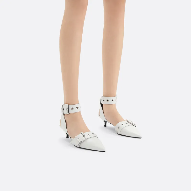 CHARLES&KEITH Small Charles & Keith Gothic Style One Strap Sandals 5.3cm Women's Black/White-8