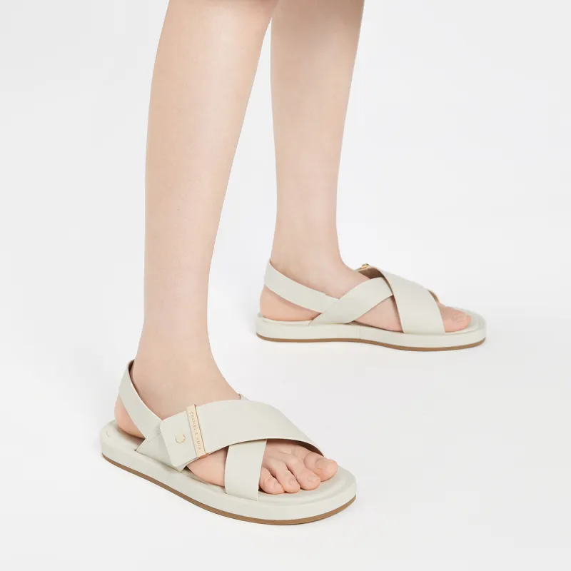 CHARLES&KEITH Small Ck One Strap Sandals 2cm Women's Chalk White/Black-3