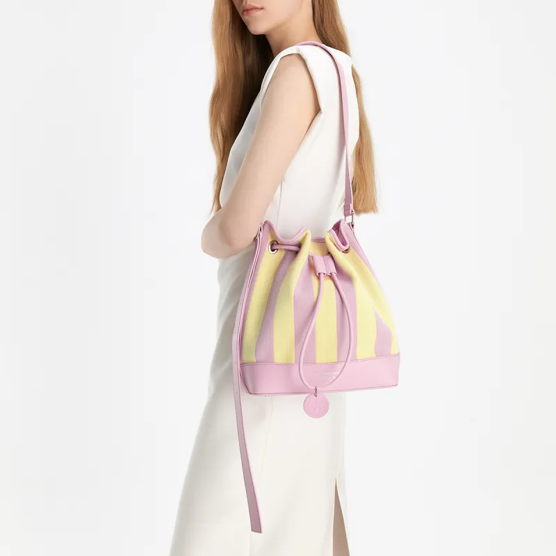 CHARLES&KEITH Fabric Crossbody Bag Large Size Women's Yellow/Multi Composite Color-3