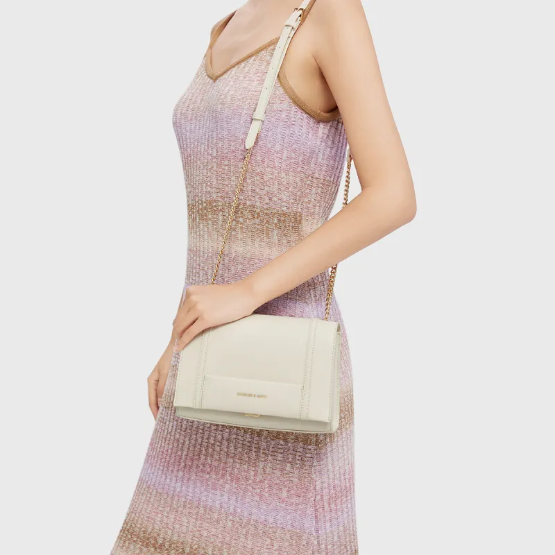 CHARLES&KEITH PU Shoulder Bag Women's Milk White/Tawny-4