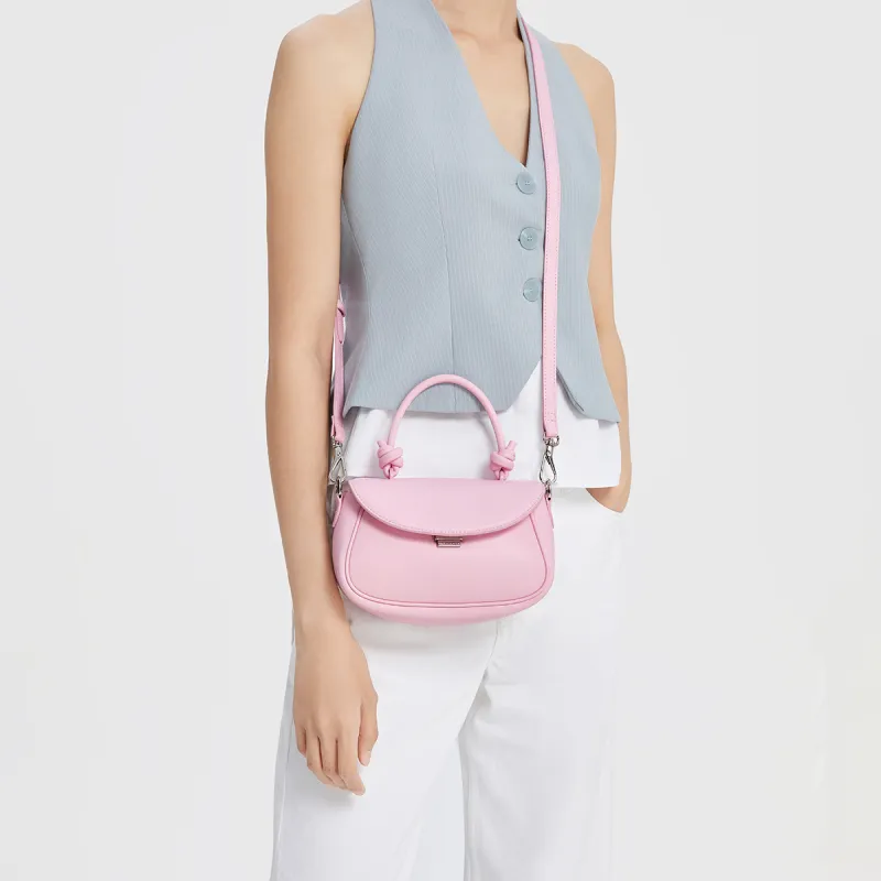 CHARLES&KEITH PU Fudge Packets Handbag, Crossbody Bag Trumpets Women's Cream Milk White/Sea Salt Blue/Bubble Gum Pink-11
