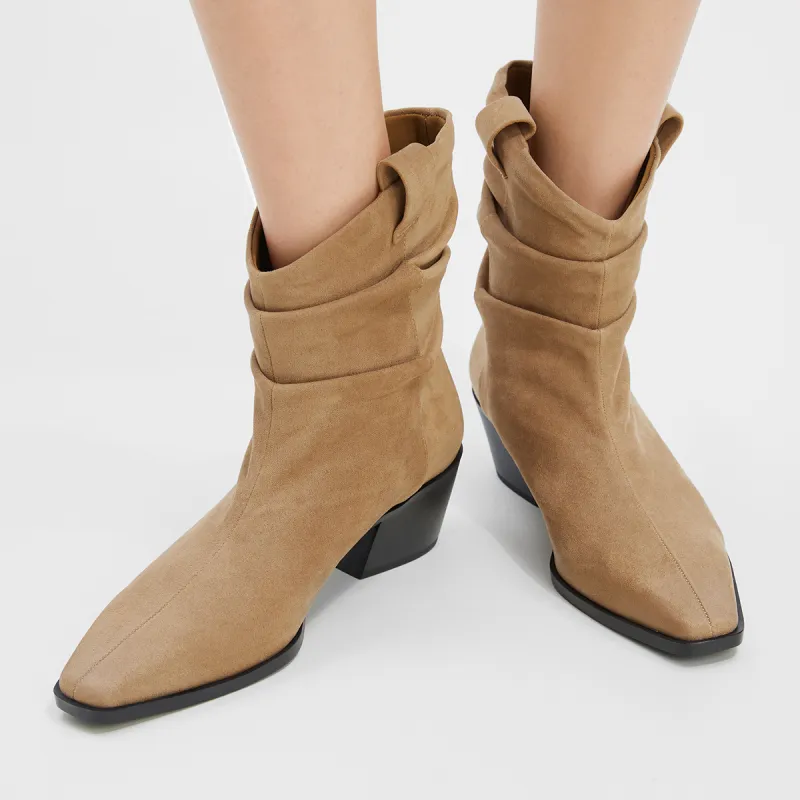 CHARLES&KEITH Small CK Ankle Boots 5.1cm Women's Tan Tea Brown/Black Black-3