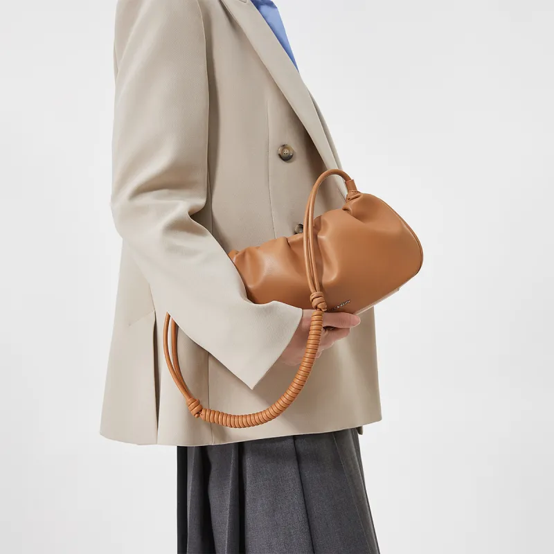 CHARLES&KEITH PU Shoulder Bag, Crossbody Bag Trumpets Women's Cream Milk White/Russet Brown Tawny-8